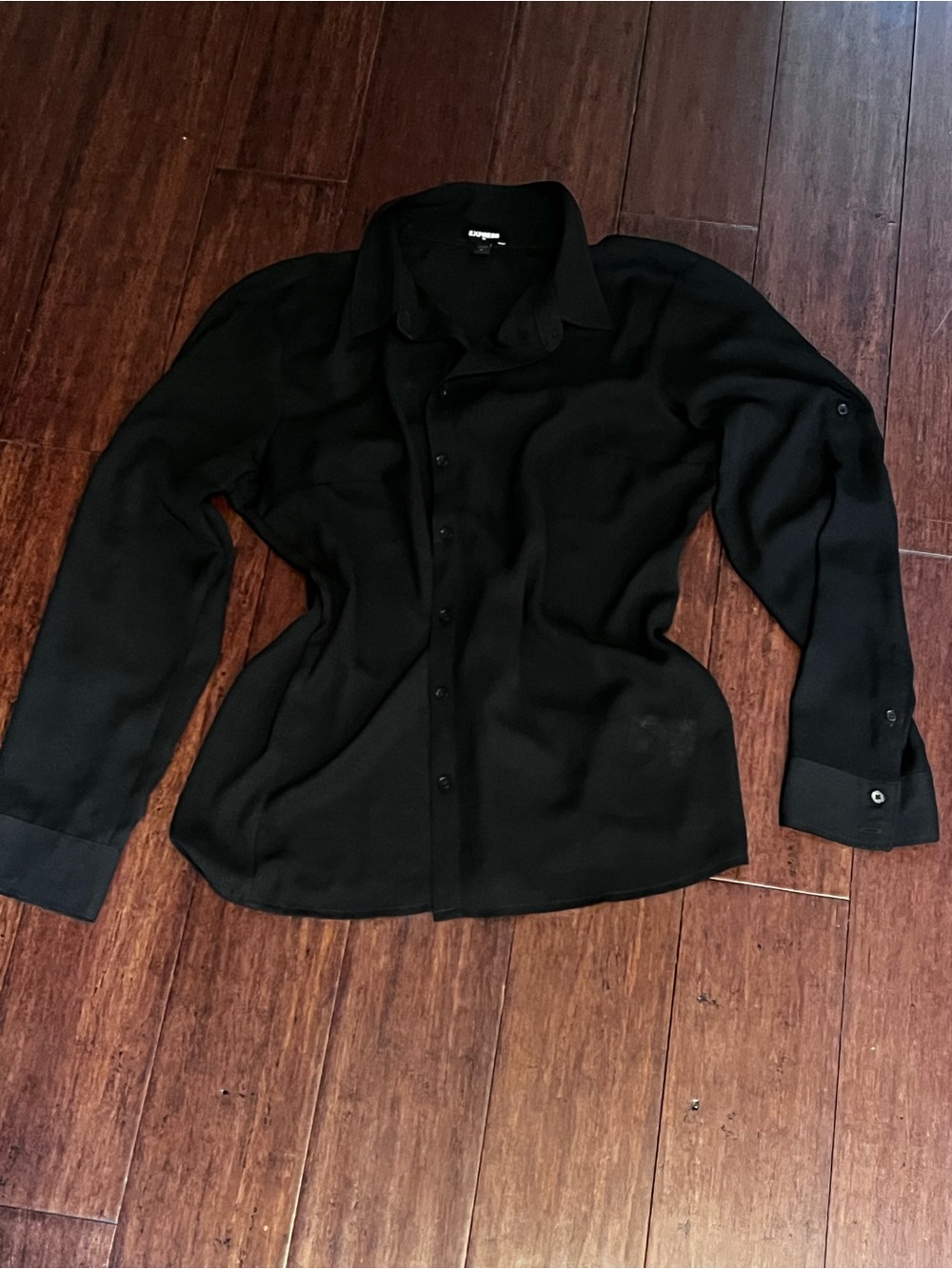 Express Black Button-Up Collared Shirt